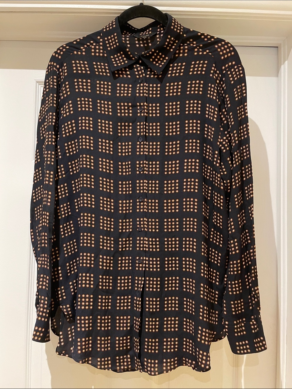Massimo Dutti Geometric Viscose Oversized Shirt Modernist Chic Sz 8